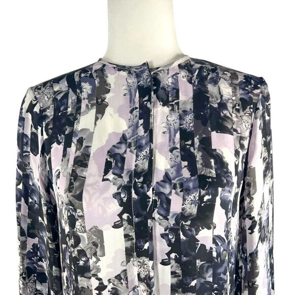 Parker Large Multicolor Floral Print Silk Blouse Pleated design - Picture 14 of 14